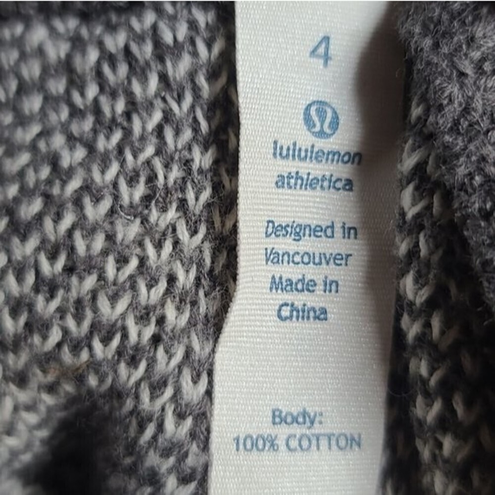 Lululemon Cotton Devi Gray White Striped Sweater 4 - Picture 5 of 5